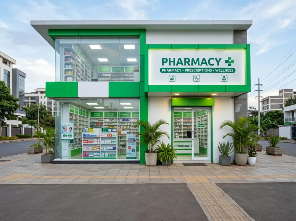 Pharmacy facade nairobi day — Farma360 Kenya